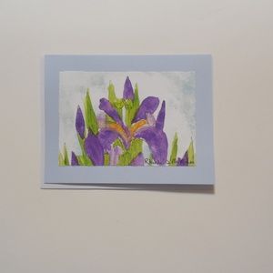Hand Crafted  Iris Watercolor Card and Envelope